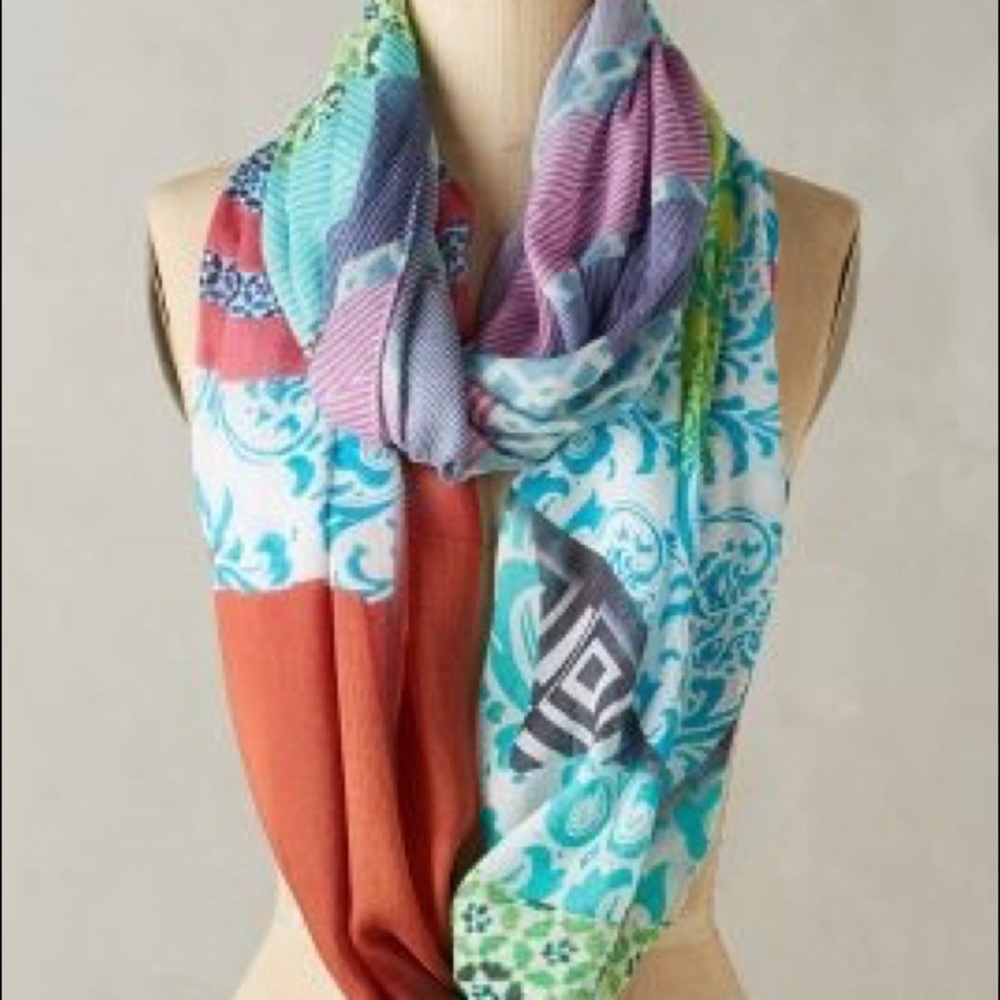 Anthropologie Primavera Patchwork Infinity Scarf